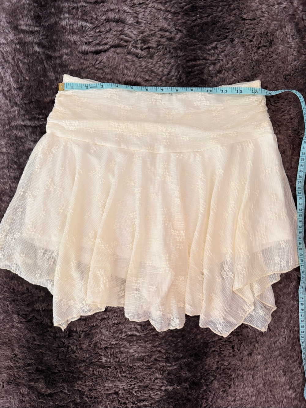 Women's Cream Tiered Mini Skirt